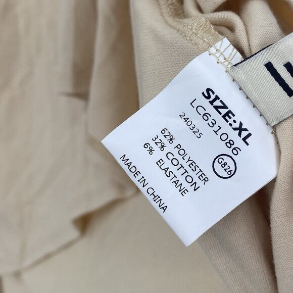 Luvamia Womens XL Beige Midi Asymmetrical Hem Skirt Smocked - Picture 8 of 12